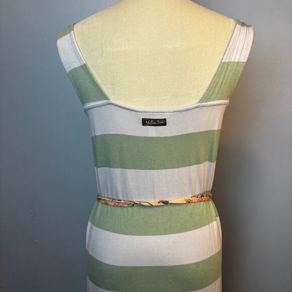 Matilda Jane Maxi Dress Seaside Afternoon Floral Striped Belt Medium Green/White - Picture 6 of 9